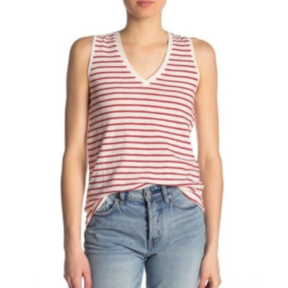 Madewell Tops - NWT Madewell Theresa V-Neck Kilt Red Stripe Tank